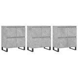 Servante, 3 piese, gri beton, lemn prelucrat