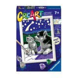 Cumpara ieftin Set pictura pe numere pentru copii Ravensburger CreArt - Prieteni care stralucesc in intuneric