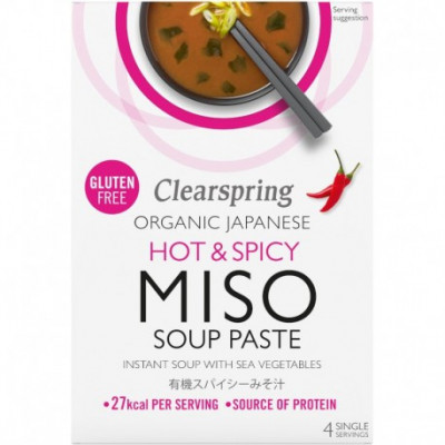 Pasta pentru Supa Crema Miso Instant Picanta Hot si Spicy Bio 4x15 grame Clearspring foto