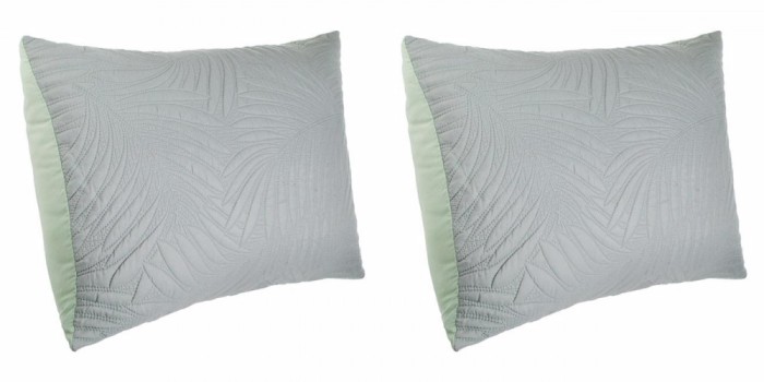 Set 2 Fata de Perna AVA, Verde Menta cu Model Frunze &ndash; 70x50 cm