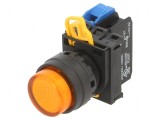 Comutator cu LED 22mm, 1 contact normal deschis, acţionat prin apăsare