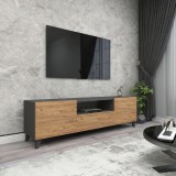 Comoda TV Torsby 140x30x46cm antracit /efect lemn stejar [en.casa] HausGarden Leisure