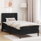 vidaXL Cadru de pat cu saltea cu headboard Negru 80 x 200 cm Catifea 3415016