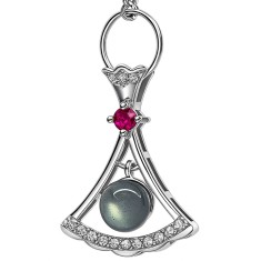 Pandantiv Labradorit, piatra intuiției și norocului, cristal natural și zirconiu