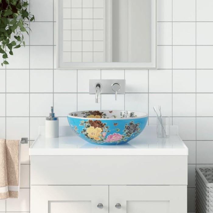 vidaXL Lavoar de blat, multicolor, rotund, &Phi;41x14 cm, ceramică