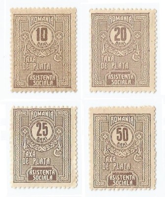 *Romania, LPXII.10/1924, Asist. sociala - TAXA DE PLATA, hartie verzuie, MH/MNH foto