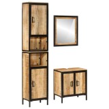 Cumpara ieftin Set mobilier de baie, 3 piese, fier și lemn masiv de mango