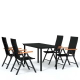Cumpara ieftin Set de servit masa pentru gradina, 5 piese, negru