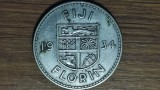 Fiji britanic - moneda colectie exotica - 1 florin 1934 argint 900 - king George V - tiraj 200k - foarte greu de gasit !