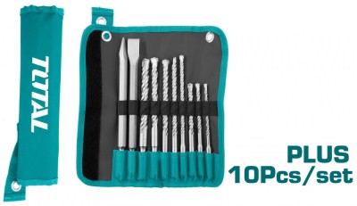 TOTAL - SET 10 PIESE SDS PLUS DALTA, SPITZ SI BURGHIE PowerTool TopQuality foto