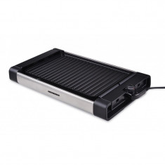 Grill electric Heinner, 1800 W, 41 x 26 cm, placa detasabila, invelis anti-adeziv, temperatura reglabila, Negru/Argintiu foto