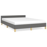 Cumpara ieftin Cadru de pat fara saltea, gri inchis, 140x200 cm, textil