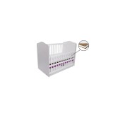 Patut Eurogloria Como Balansoar culisant - Alb cu Violet + Saltea Cocos 10 cm