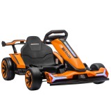 AIYAPLAY Kart Electric Copii 12V, 2 Motoare, Scaun Reglabil, Baterie Litiu, Portocaliu