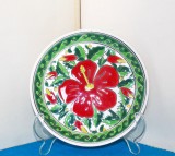 arfurie de perete colecție, ceramică emailată, decor cloisonne, hand made - Hibiscus - marcaj Dakas Keramik Archangelos Rodos Grecia
