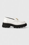 Karl Lagerfeld mocasini de piele PRECINCT KL femei, culoarea alb, cu platforma, KL43823