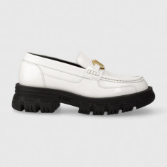 Karl Lagerfeld mocasini de piele PRECINCT KL femei, culoarea alb, cu platforma, KL43823