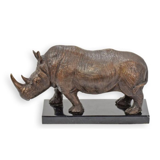 Rinocer-statueta din bronz cu un soclu din marmura TBE-55
