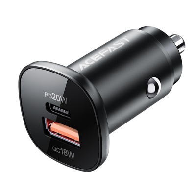 Incarcator auto type-c, usb, 38w, dual-port, fast charging, lumina led - acefast - black foto