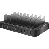 STATIE INCARCARE retea 220V LOGILINK universal, 4 x USB-A, 6 x USB-C, PD &amp; QC 3.0, 120W, prot. supracurent/ supratensiune/ scurtcircuit, negru, &quot;PA032
