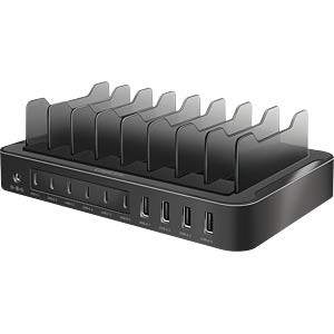 STATIE INCARCARE retea 220V LOGILINK universal, 4 x USB-A, 6 x USB-C, PD &amp;amp; QC 3.0, 120W, prot. supracurent/ supratensiune/ scurtcircuit, negru, &amp;quot;PA032 foto
