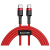 CABLU alimentare si date Baseus Cafule, Fast Charging Data Cable pt. smartphone, USB Type-C la USB Type-C 3A / 60W, 1m, rosu &quot;CATKLF-G09&quot; (timbru verd