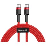 CABLU alimentare si date Baseus Cafule, Fast Charging Data Cable pt. smartphone, USB Type-C la USB Type-C 3A / 60W, 1m, rosu &quot;CATKLF-G09&quot; (timbru verd