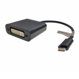 Cumpara ieftin Cablu convertor cu adaptor, Lanberg 41851, conector USB 3.1 tip C tata la DVI (24+5) mama, lungime 15cm, negru