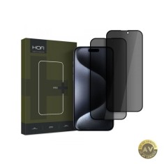 Folie de protectie Ecran Privacy HOFI Glass PRO+ pentru Apple iPhone 16 Pro Max Sticla Securizata Full Glue Set 2 bucati 2.5D