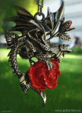 Pandantiv cu lantisor Carpe Noctum - dragon Draca Rosa, placat cu argint, 5.5 cm