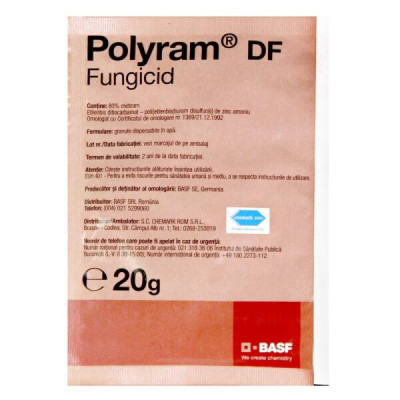 Polyram DF 20 gr, fungicid de contact, BASF, mana (vita de vie, cartof, ceapa, castraveti, tomate, tutun), rapan (mar, par) foto