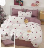 Cumpara ieftin Lenjerie Pat Bumbac 6 Piese cu Elastic Alb/Roz 180x200 Sappling Sx054