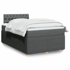 vidaXL Pat box spring cu saltea, gri &icirc;nchis, 120x190 cm, textil 3289703