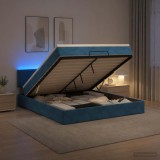 Cumpara ieftin Pat Ottoman cu Saltea si LED Albastru inchis 180 x 200 cm