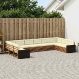 Cumpara ieftin Set de canapele de exterior 10 buc. 10-Locuri Natural si Crem