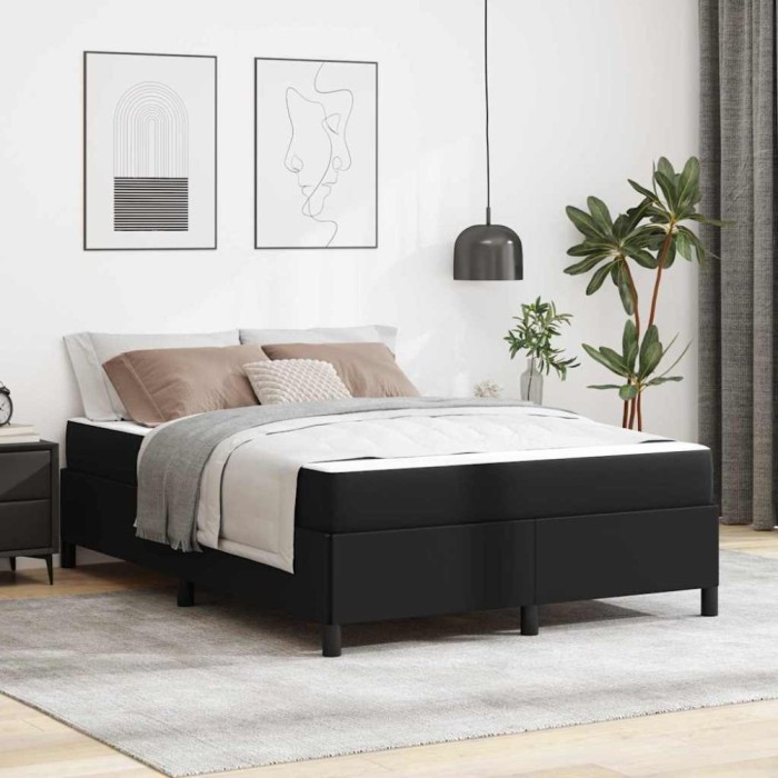 vidaXL Cadru de pat cu saltea Negru 140 x 200 cm Piele artificială