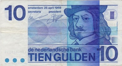 OLANDA 10 GULDENI 1968 aVF foto