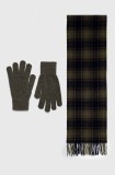 Barbour fular și mănuși Tartan Scarf &amp; Glove Gift Set culoarea verde, cu model MGS0018