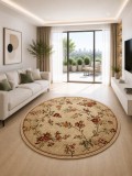 Cumpara ieftin Covor Rotund Lotos 551-100, Marime 100 x 100 cm, Bej, Crem, Inaltime Fir 8 mm, Antialergic, Polipropilena, Living, Dormitor, Sufragerie, Birou