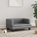 VidaXL Pat de c&acirc;ini, gri, 60x40x30 cm, piele ecologică
