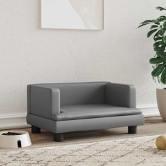 vidaXL Pat de c&acirc;ini, gri, 60x40x30 cm, piele ecologică
