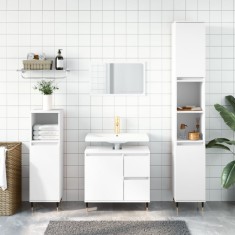 vidaXL Set mobilier de baie, 3 piese, alb, lemn compozit 3190213