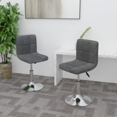 vidaXL Scaune de bucătărie pivotante, 2 buc., gri &icirc;nchis, textil