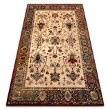 Covor de l&acirc;nă Polonia BODRUM Ornament, cadru rubinie, 170x235 cm