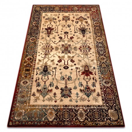 Covor de l&acirc;nă Polonia BODRUM Ornament, cadru rubinie, 170x235 cm