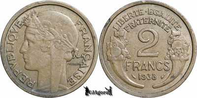 1938, 2 Francs - A Treia Republică Franceză - Franta foto