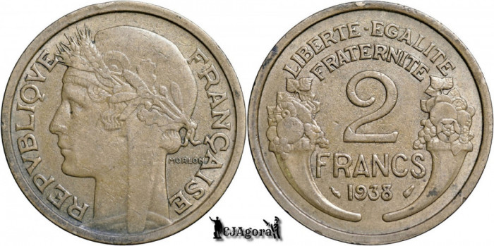 1938, 2 Francs - A Treia Republică Franceză - Franta