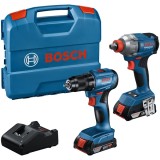 Bosch GDX 18V-285 + GSR 185-LI + GBA + GAL 18V-20 - Masina de insurubat cu impact patrat 1/2 inch si hexagon interior 1/4 inch 285 Nm M8-M18 + Masina