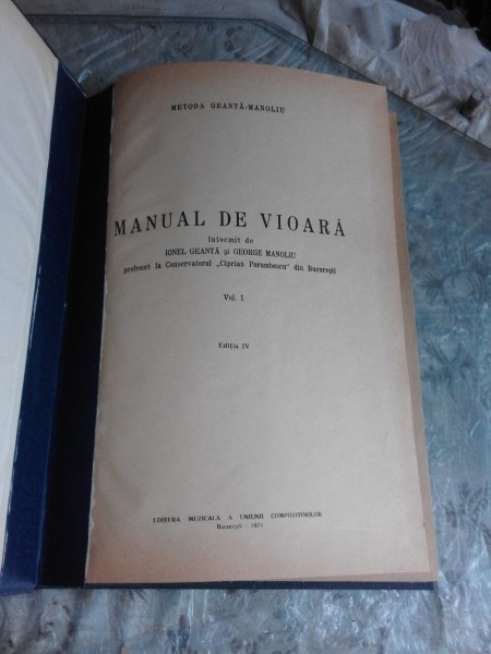 MANUAL DE VIOARA. METODA GEANTA - MANOLIU VOL.I