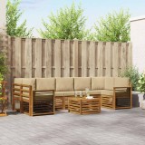 vidaXL Seturi de canapele 8 pcs Natural și Bej Lemn Solid de Acacia 3374543
